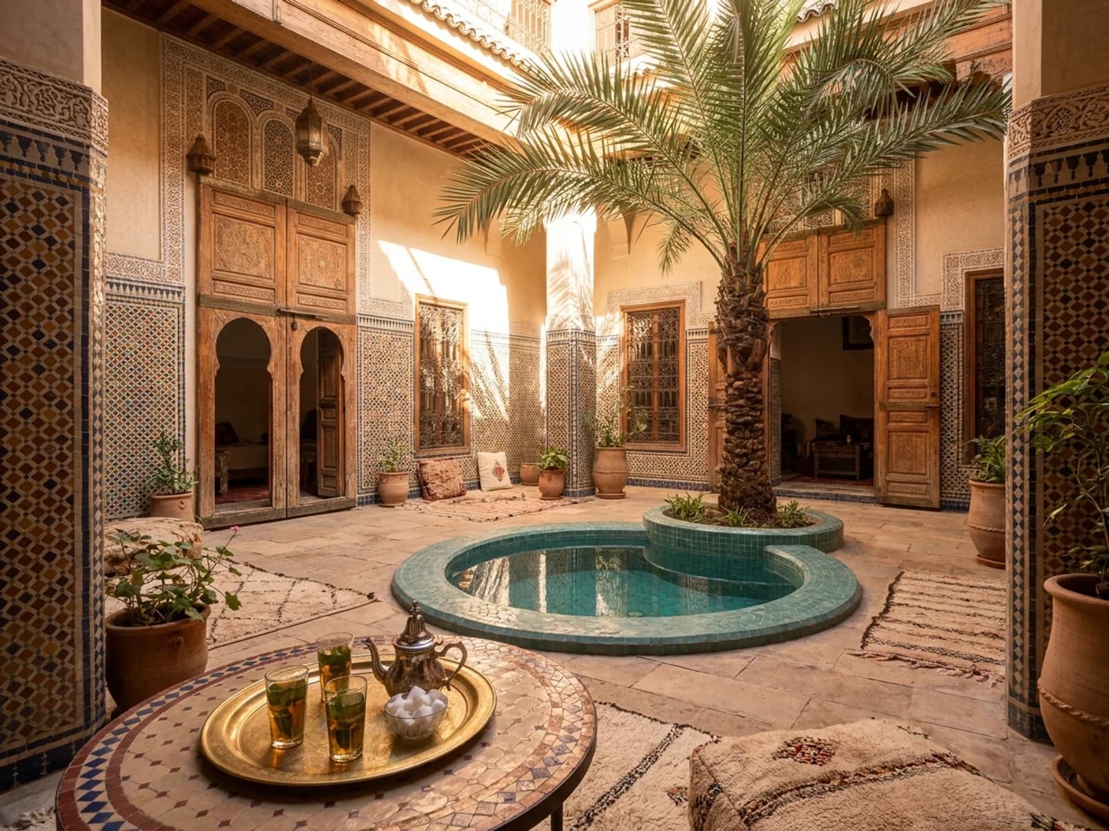 Salon traditionnel du Riad BE à Marrakech